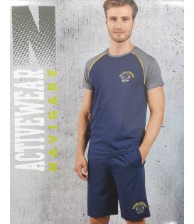 Navigare Completo T-Shirt Uomo Mezza Manica Pantaloncino Cotone Art. b2400117