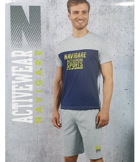 Navigare Completo T-Shirt Uomo Mezza Manica Pantaloncino Cotone Art. b2400119
