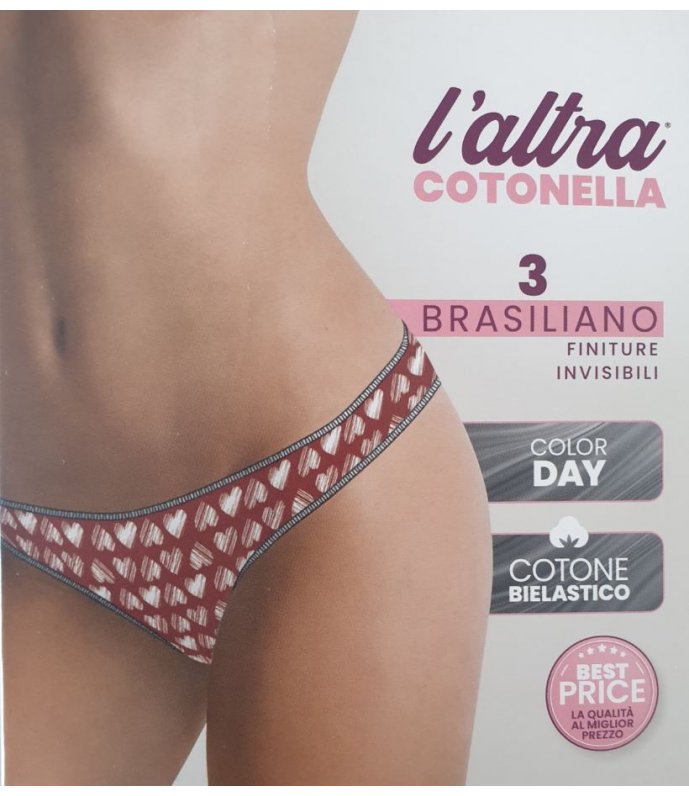 Cotonella Slip Donna Confezione 3 Pezzi Brasiliano Art. 3940