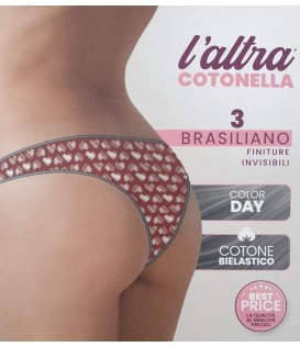 Cotonella Slip Donna Confezione 3 Pezzi Brasiliano Art. 3940