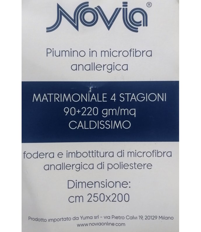 Novia Piumino Due Piazze 4 Stagioni 90gm/mq+220gm/mq In Microfibra Anallergica