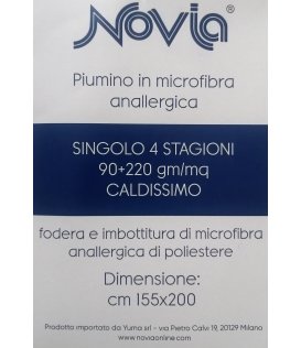 Novia Piumino Una Piazza 4 Stagioni 90gm/mq+220gm/mq In Microfibra Anallergica