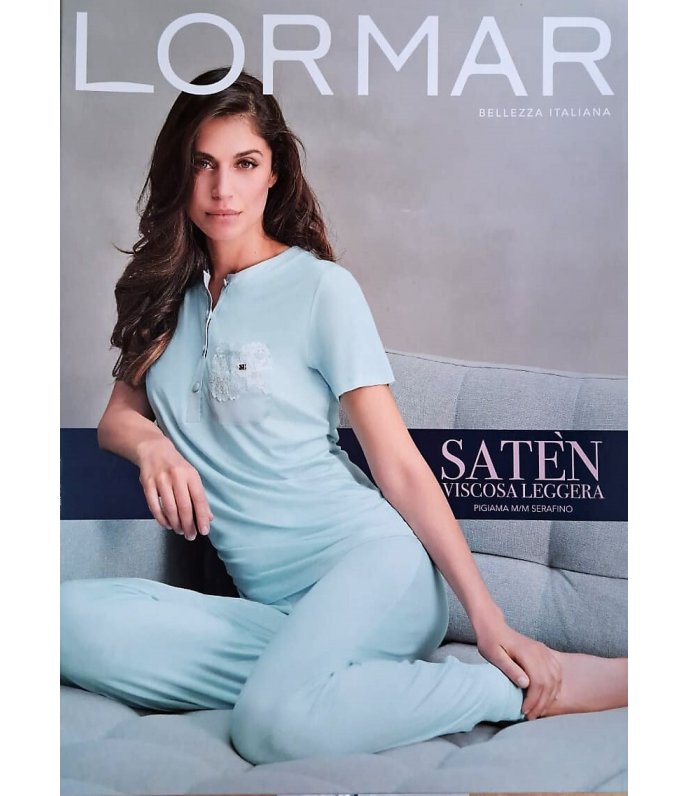 Lormar Women's Half Sleeve Pajamas In Viscose Art. 651326 Lormar Women's Half Sleeve Pajamas In Viscose Art. 651326