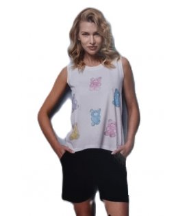 Nacshua Pigiama Donna Spalla Larga Pantaloncino Con Brillantini Cotone art Tokio