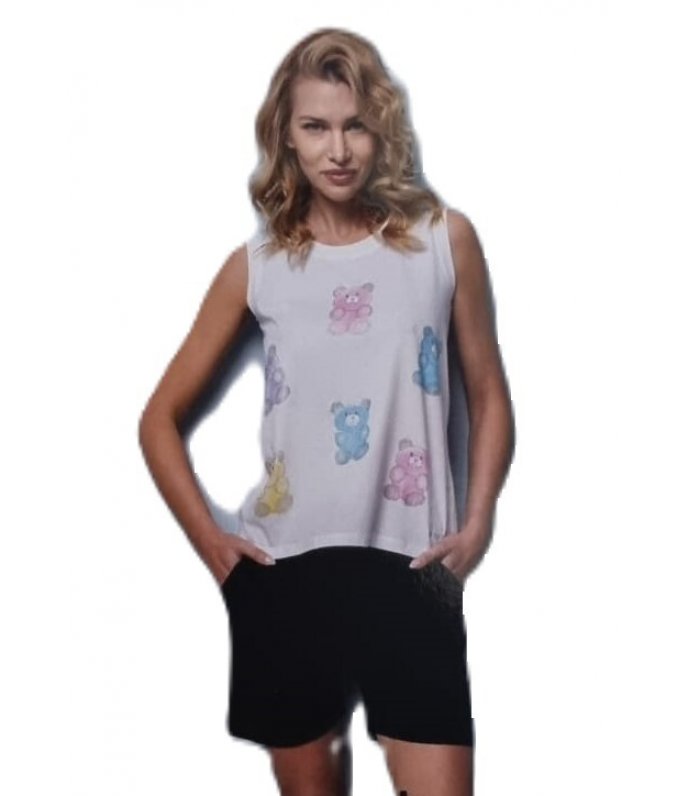 Nacshua Pigiama Donna Spalla Larga Pantaloncino Con Brillantini Cotone art Tokio Nacshua Pigiama Donna Spalla Larga Pantaloncino Con Brillantini Cotone art Tokio