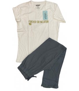 Nacshua Pigiama Donna Mezza Manica Pantalone Lungo Cotone art. Luce