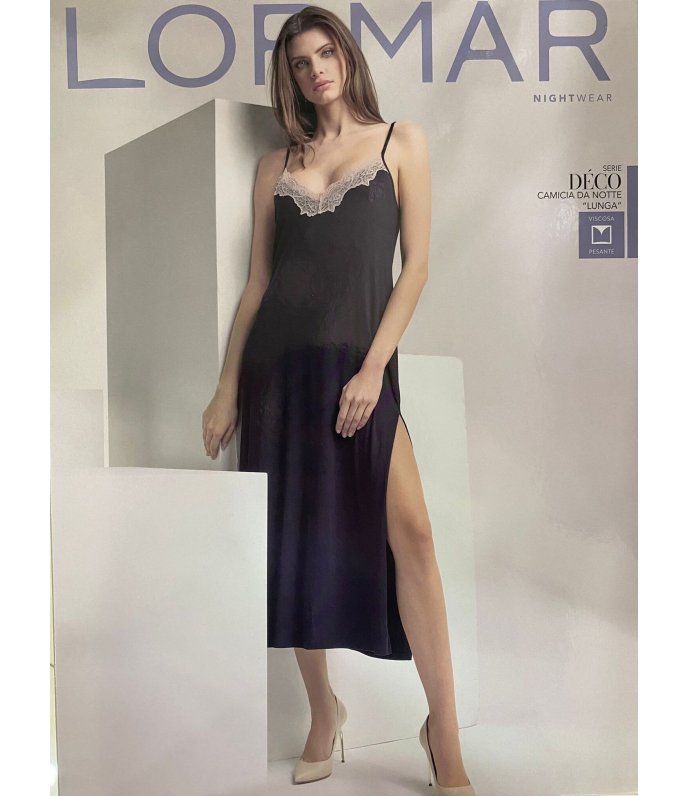 Lormar camicia Da Notte Donna con Pizzo e Spallina Stretta Viscosa dec2080 Lormar camicia Da Notte Donna con Pizzo e Spallina Stretta Viscosa dec2080