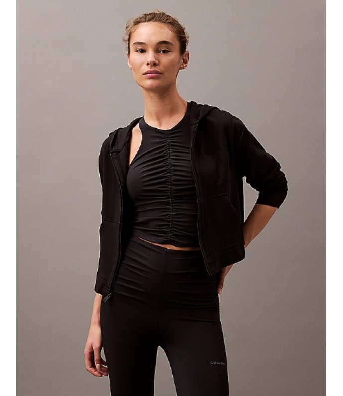 Clavin Klein Felpa Donna Con Cappuccio e Full Zip in Cotone 000QS7270E-UB1 Clavin Klein Felpa Donna Con Cappuccio e Full Zip in Cotone 000QS7270E-UB1