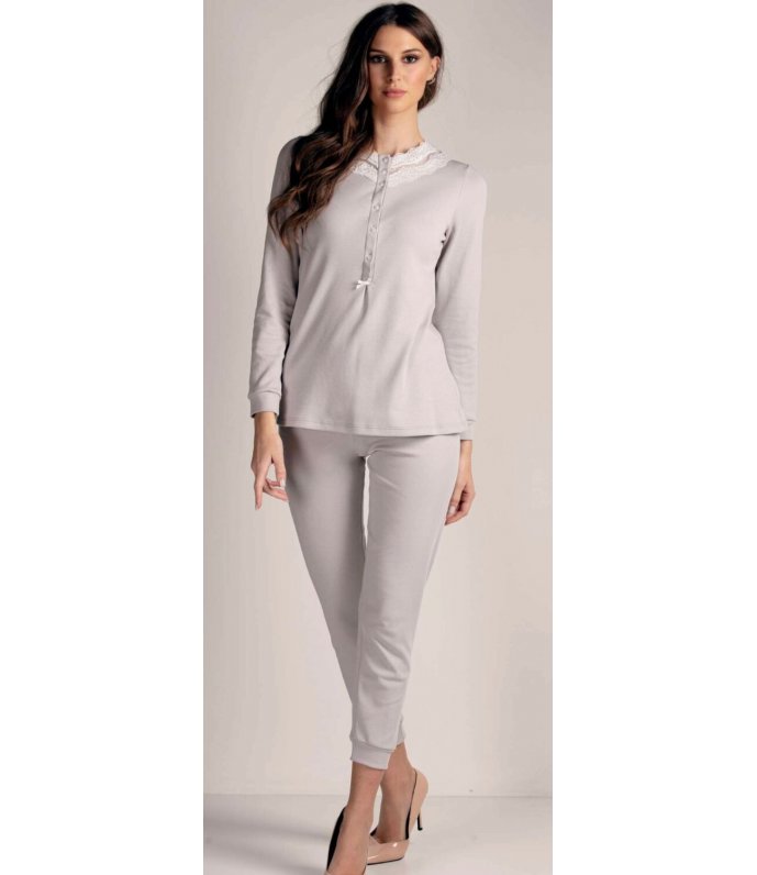 Lormar Pigiama Donna Manica Lunga in Pizzo Caldo Cotone 42123 Lormar Pigiama Donna Manica Lunga in Pizzo Caldo Cotone 42123
