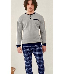 Kissimo Pigiama Uomo Manica Lunga in Caldo Cotone 24u10004