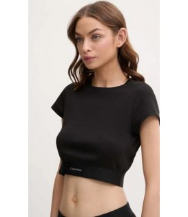 Calvin Klein Lv00qs7349-Ub1 Tshirt Donna Maglietta Mezza Manica Cotone Costina