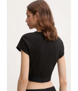 Calvin Klein Lv00qs7349-Ub1 Tshirt Donna Maglietta Mezza Manica Cotone Costina