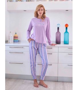 Nacshua Pigiama Donna Manica Lunga Fresco Cotone SHIRA