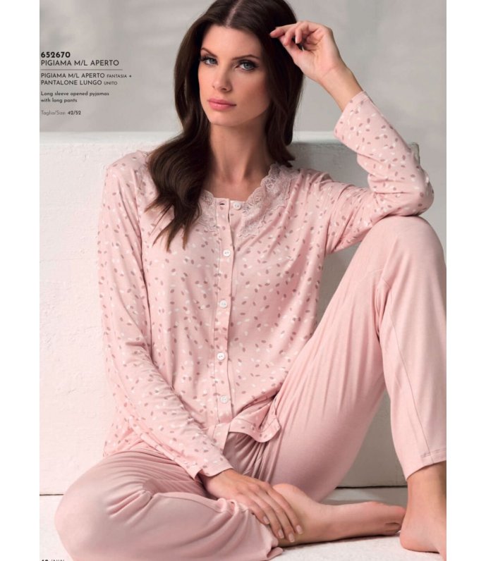 Lormar Pigiama Donna Aperto Avanti Manica Lunga Viscosa 652670 Lormar Pigiama Donna Aperto Avanti Manica Lunga Viscosa 652670