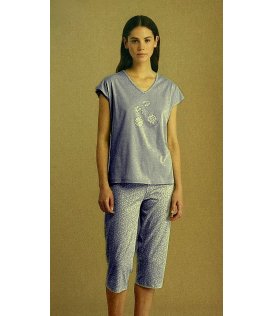 Noi Di Notte Pigiama Donna Mezza Manica Capri Fresco Cotone FA009207