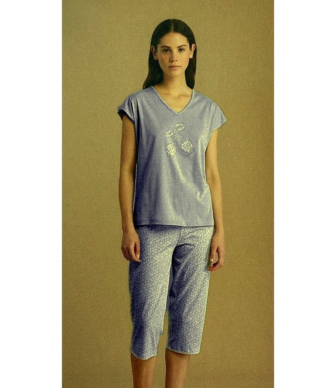 Noi Di Notte Pigiama Donna Mezza Manica Capri Fresco Cotone FA009207 Noi Di Notte Pigiama Donna Mezza Manica Capri Fresco Cotone FA009207