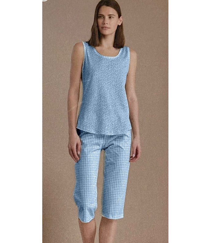 Noi Di Notte Pigiama Donna Spalla Larga Pinocchietto Fresco Cotone FA9051AB Noi Di Notte Pigiama Donna Spalla Larga Pinocchietto Fresco Cotone FA9051AB