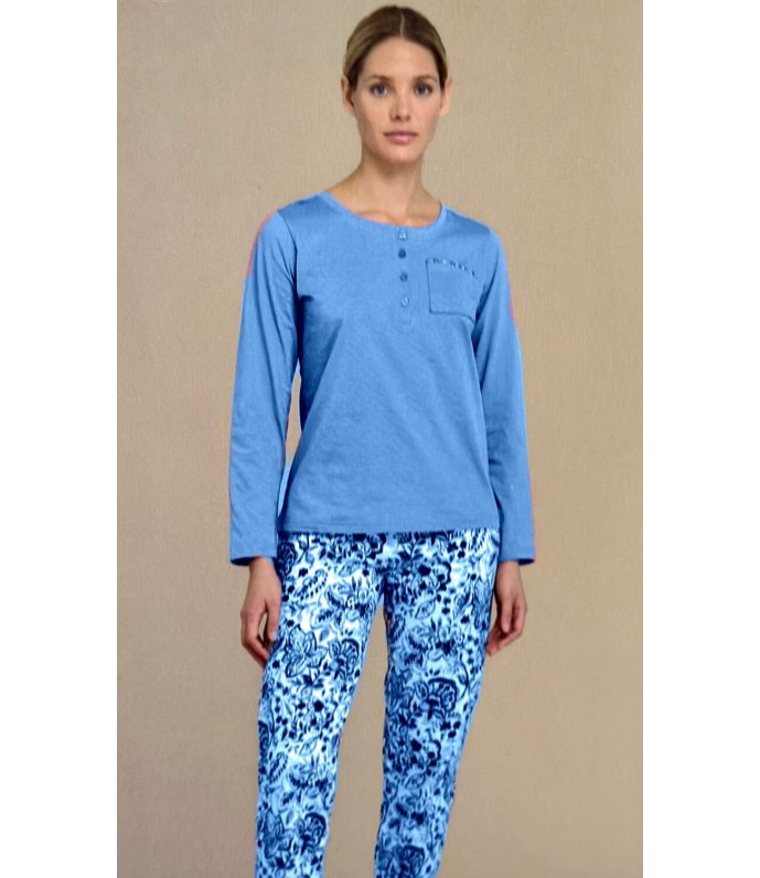 Noi Di Notte Pigiami Donna Manica Lunga Fresco Cotone FA9194 Noi Di Notte Pigiami Donna Manica Lunga Fresco Cotone FA9194