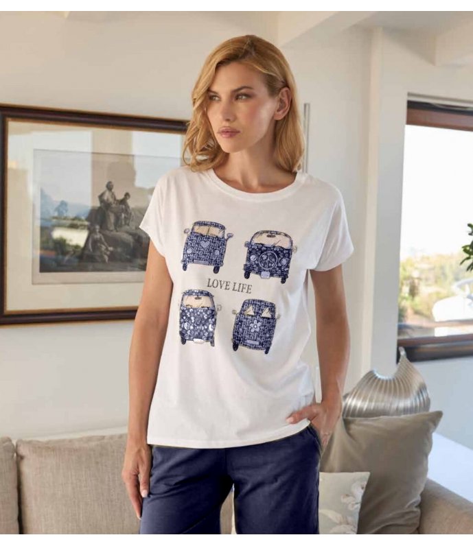 Nacshua Pigiama Donna Mezza Manica Gamba Corta Fresco Cotone SWAMI Nacshua Pigiama Donna Mezza Manica Gamba Corta Fresco Cotone SWAMI