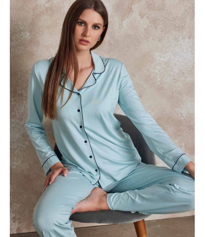 Lunatica Pigiama Donna Mezza Manica Pantalone Lungo Fresco Cotone 51162 Lunatica Pigiama Donna Mezza Manica Pantalone Lungo Fresco Cotone 51162
